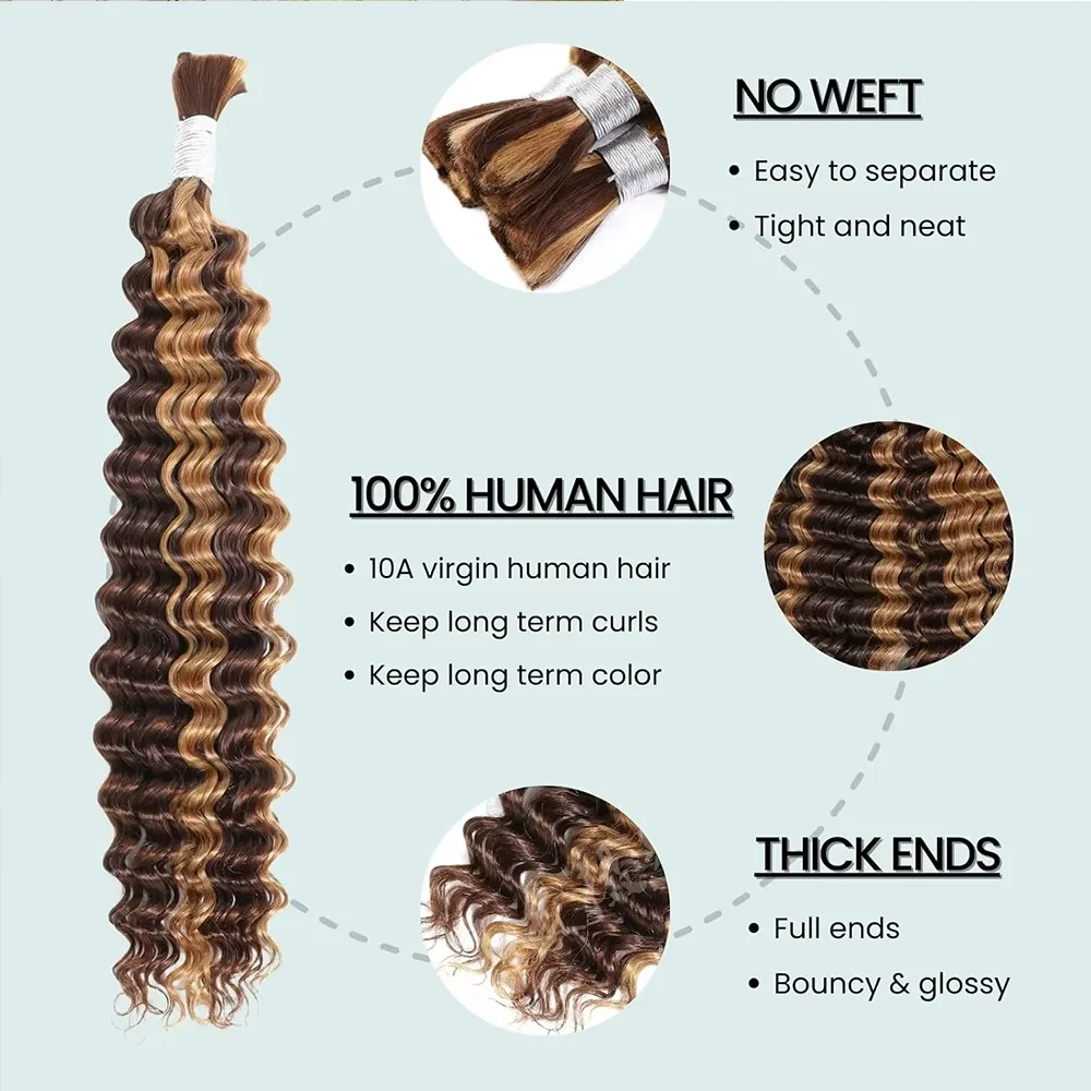 16a destaque ombre onda profunda trança em massa cabelo 100% cabelo humano sem trama boho tranças 3 4 5 pacotes extensões de cabelo humano encaracolado