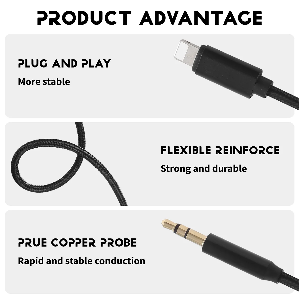 Cavo AUX per auto per cavo audio iPhone Cavo Aux a audio Premium da 3,5 mm per stereo per auto iPhone 13 Pro-8 Plus