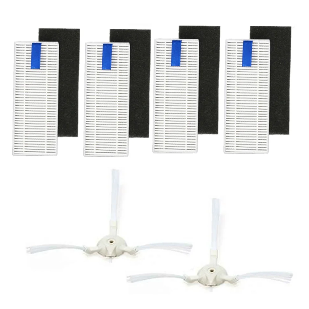 4Pcs Filters & 2Pcs Side Brushes For Tefal Rg6875 Robotic Vacuum Cleaner Household Vacuum Cleaner Replacement Spare Parts