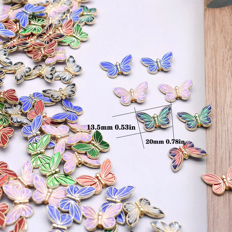 11 stylów 10 sztuk mieszane kolory kolorowe żywica stop metalu motyl Charms wisiorek ze zwierzęciem do tworzenia biżuterii DIY bransoletka naszyjnik