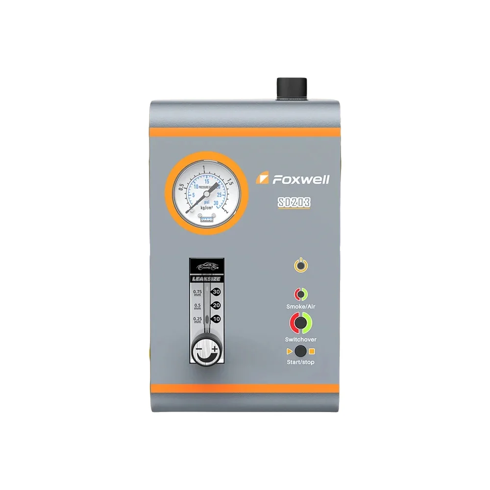 Automobil-Rauch-Leckdetektor mit eingebauter Luftpumpe, Luft- und Rauch-Dual-Modus, Druckmesser, Durchflussmesser, 12V Auto Motorrad ATV EVAP Vakuumpfeifen-Lecksuchgerät, Diagnose-Rauchmaschine