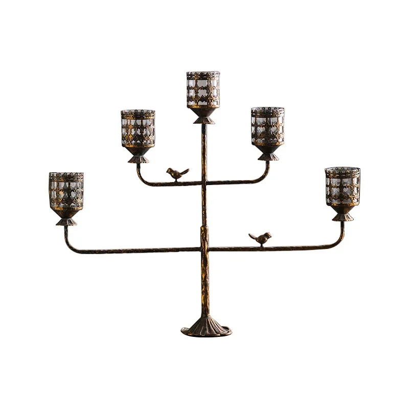 

American retro metal candle holder tabletop ornament, Christmas decoration elk old table wedding photography props