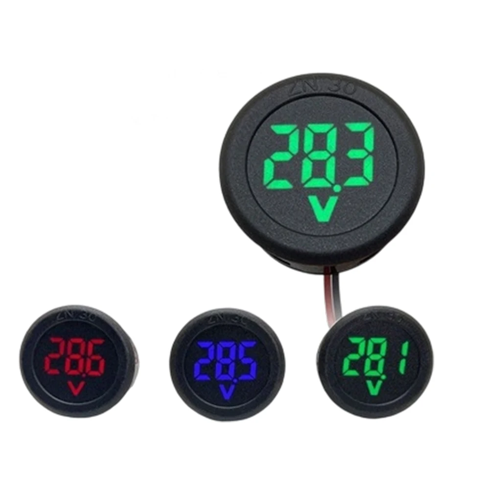 DC4-100V Digital LED Round Voltmeter High Accuracy Reverse Polarity Protection For Automotive Motorcycle Battery Voltage Power M