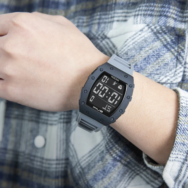 Men's Watch Fashion Silicone Outdoor Sports Waterproof Multi-function Luminous Display Electronics Digital Watches For Kids Boys