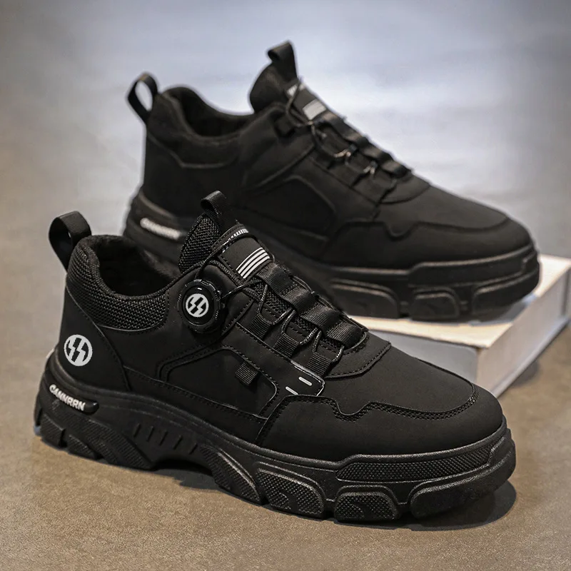 Spring Autumn Men\'s Sneakers Fashion Leather Work Shoes Outdoor Tactical Breathable Casual Shoes Non-slip Men Ankle Sport Shoes