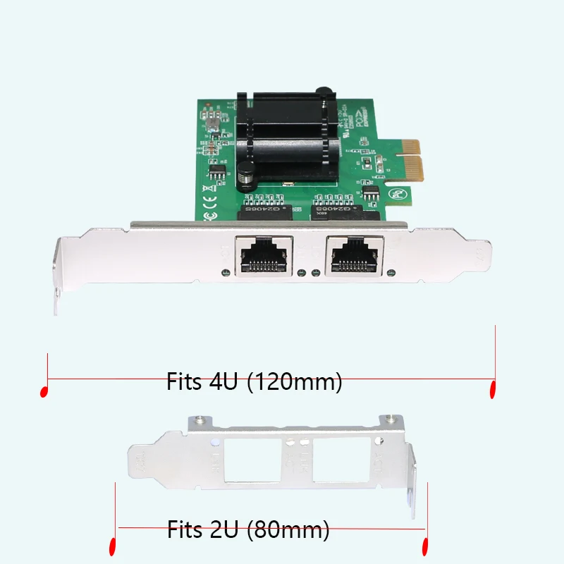 Dual Port Gigabit Ethernet PCI-E Network Card 1Gbps, i82571 Chip, X1 Slot, Green PCB, for Server/Desktop PC for Windows/Linux