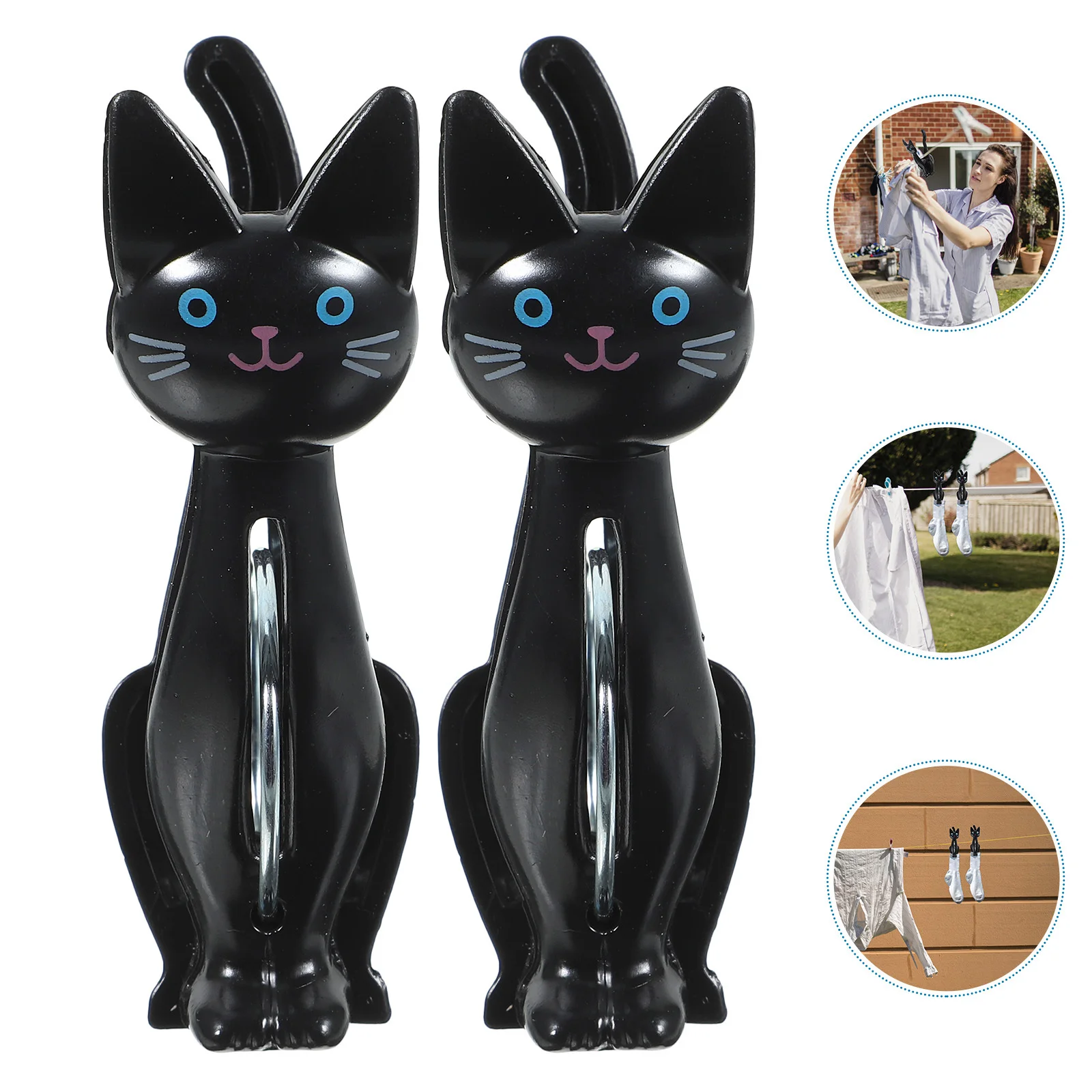 4Pcs High Elasticity Cat Shape Clothes Clips Windproof Plastic Towel Clips for Beach Towel Quilt Fixing Clamp Multipurpose