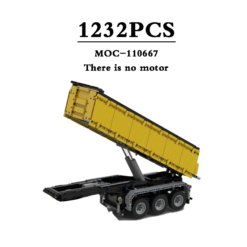 MOC-110667 3 Axle Dump Trailer MOC-55491 Truck 1:17 RC Semi Tractor Building Block Toys Birthday Toys DIY Christmas Gifts