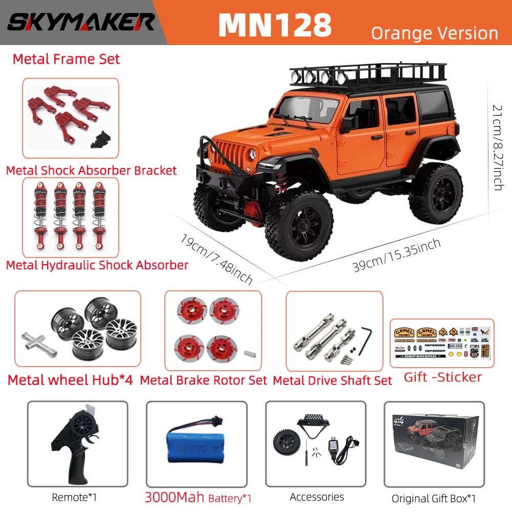 MN128 1/12 RC Car 4WD Jeep Model 2.4G Remote Control LED Light 4X4 Off Road 4WD Climbing RC Truck Electric Toy Car Gift for Boy image 3