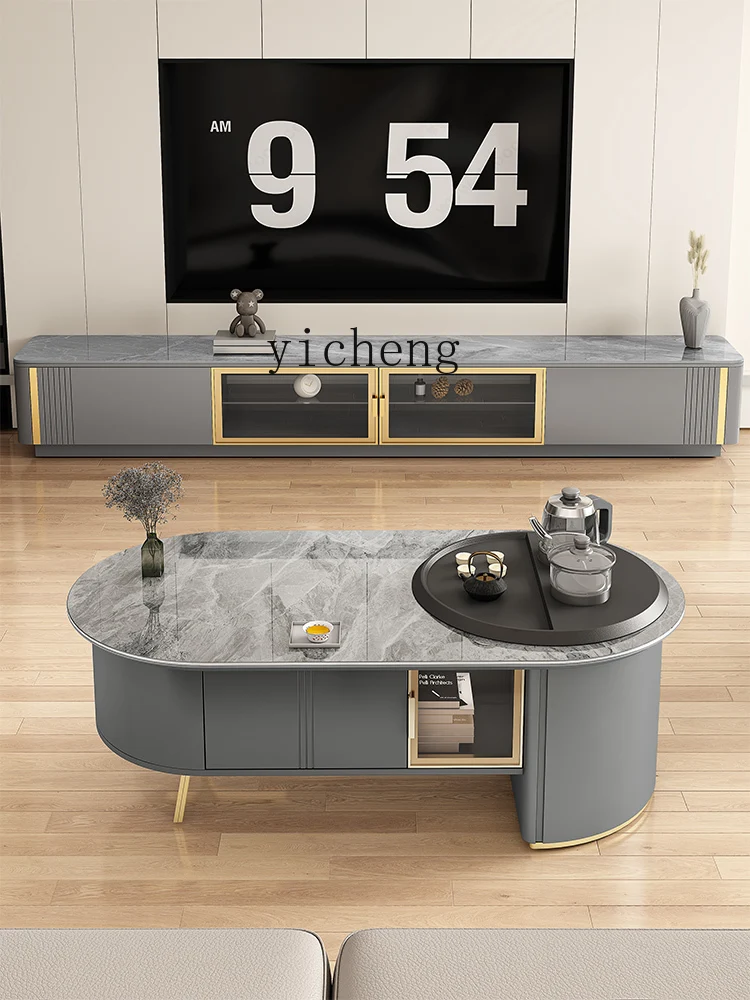 XC Stone Plate Coffee Table Living Room Home Light Luxury Modern Small Apartment Designer Model Kung Fu Coffee Table