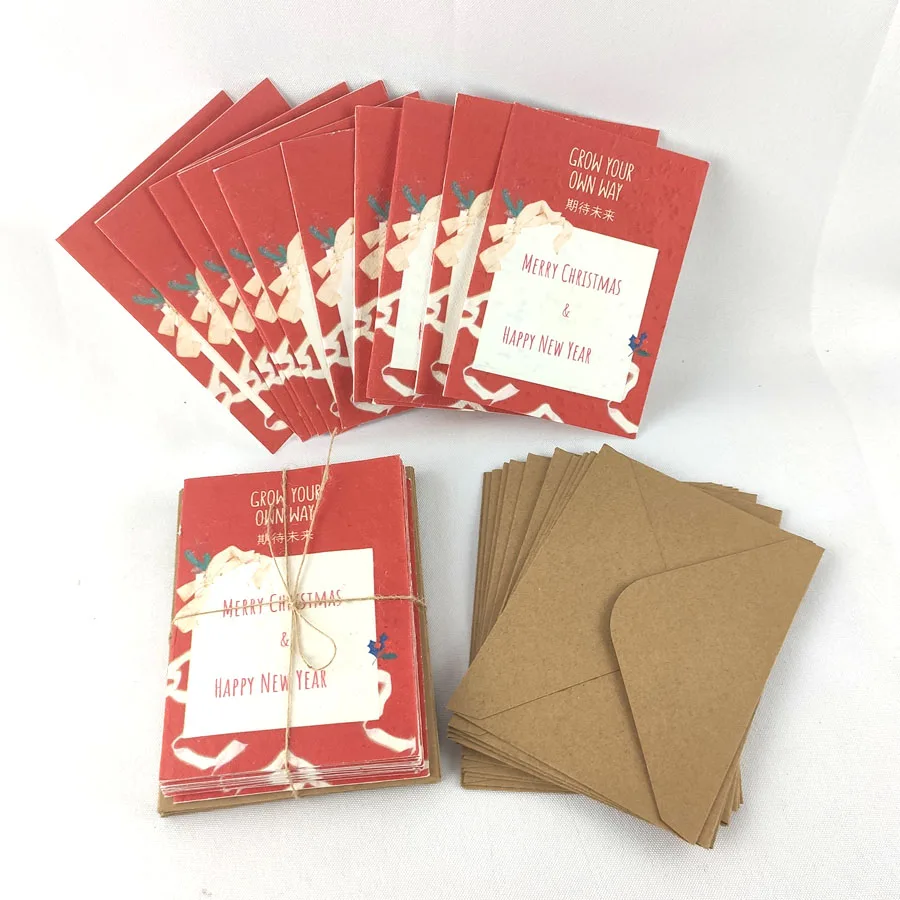 Seed Paper Christmas Greeting Cards - Set of 12 Eco-friendly Plantable Cards with Envelopes