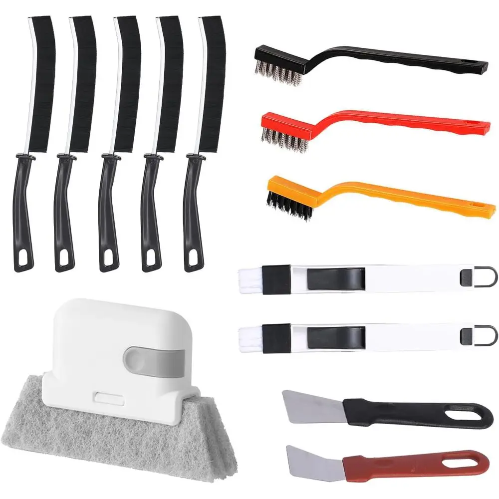 

Dual-Purpose Cleaning Brush Set for Windows and Crevices with Hard Bristles for Rust Removal