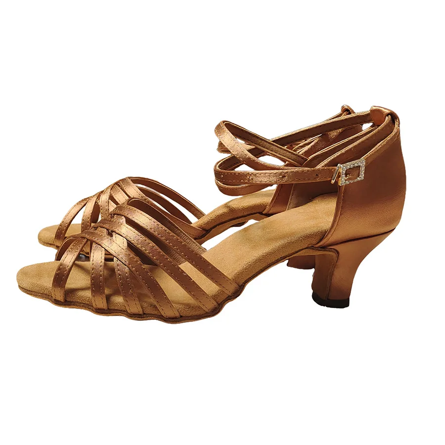 6 Belts Silk Satin Latin Dance Shoes Women Suede Soles Tango Indood Ballroom Dancing Shoes Cuban Heels Party High Heel Wholesale