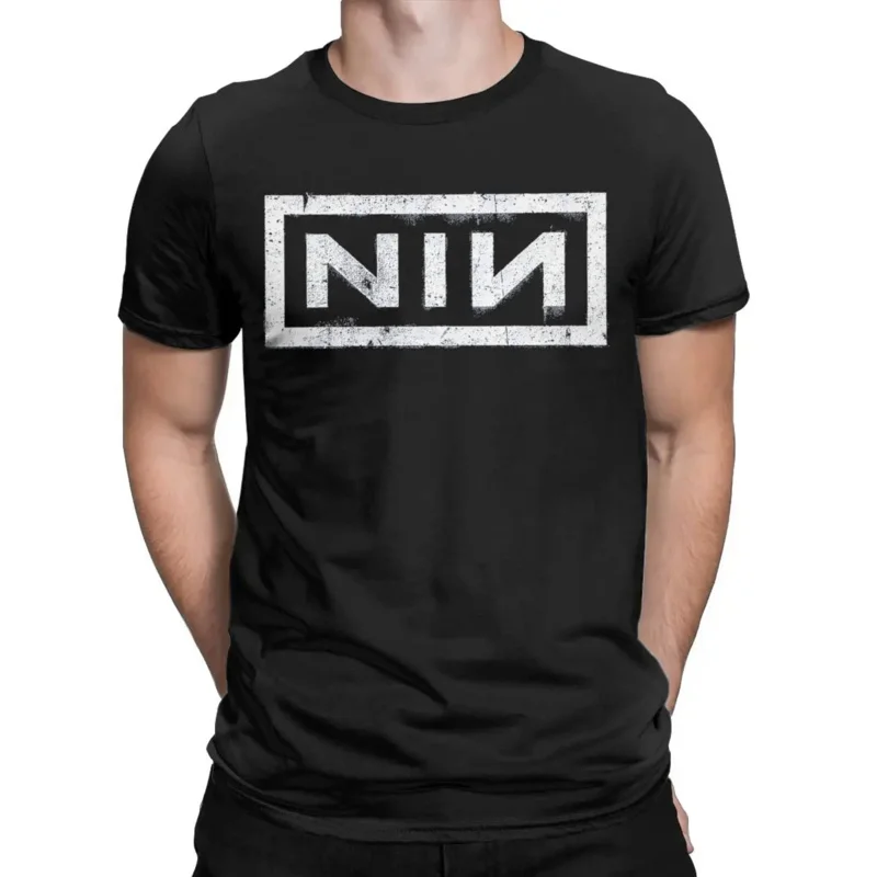 NIN Retro Logo Nine Inch Nails T-Shirt Men Fashion Cotton Tee Shirt Round Neck Short Sleeve T Shirts Gift Idea Clothes