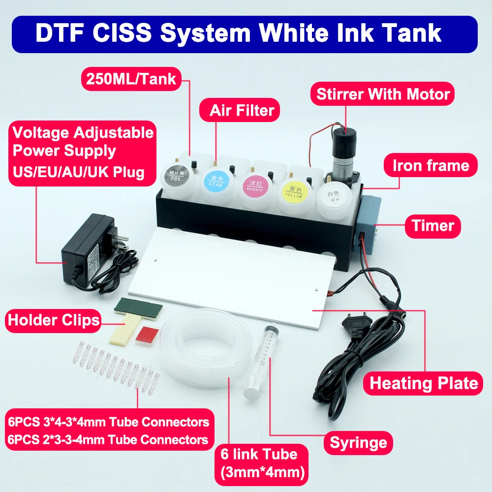 DTF CISS Ink System With Heating Plate For Epson L18050 L8050 ET8550 XP15000 L1800 L805 System ink Heater With 11.3 Software