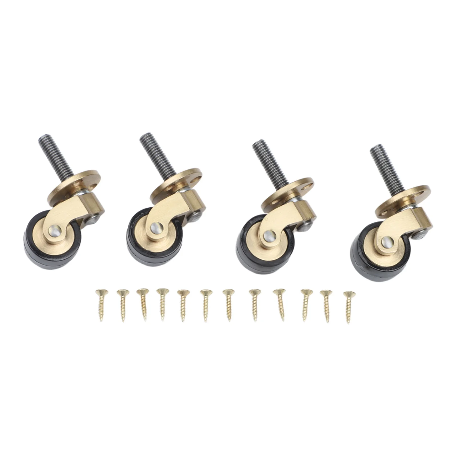 4pcs Brass Casters Swivel Wheels with Silent Bearings for Furniture Mobility Including Sofas and Coffee Tables