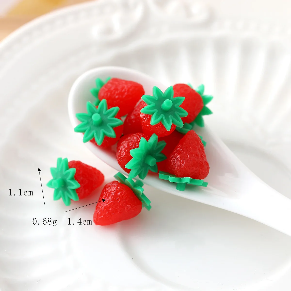 Kawaii Mini Harz Simulation Erdbeere Zubehör Dekoration Miniatur Handwerk Material Verschönerung Cabochon 20 teil/los – Detail 7