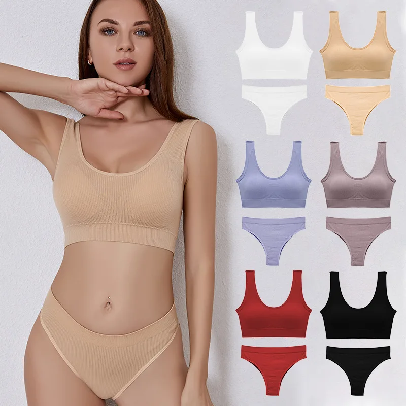 Sexy Seamless Push Up Bra Brief Set Female Lingerie Wire Free Brassieres Soft Intimate Women's Panties Ladies Bra And Underwear