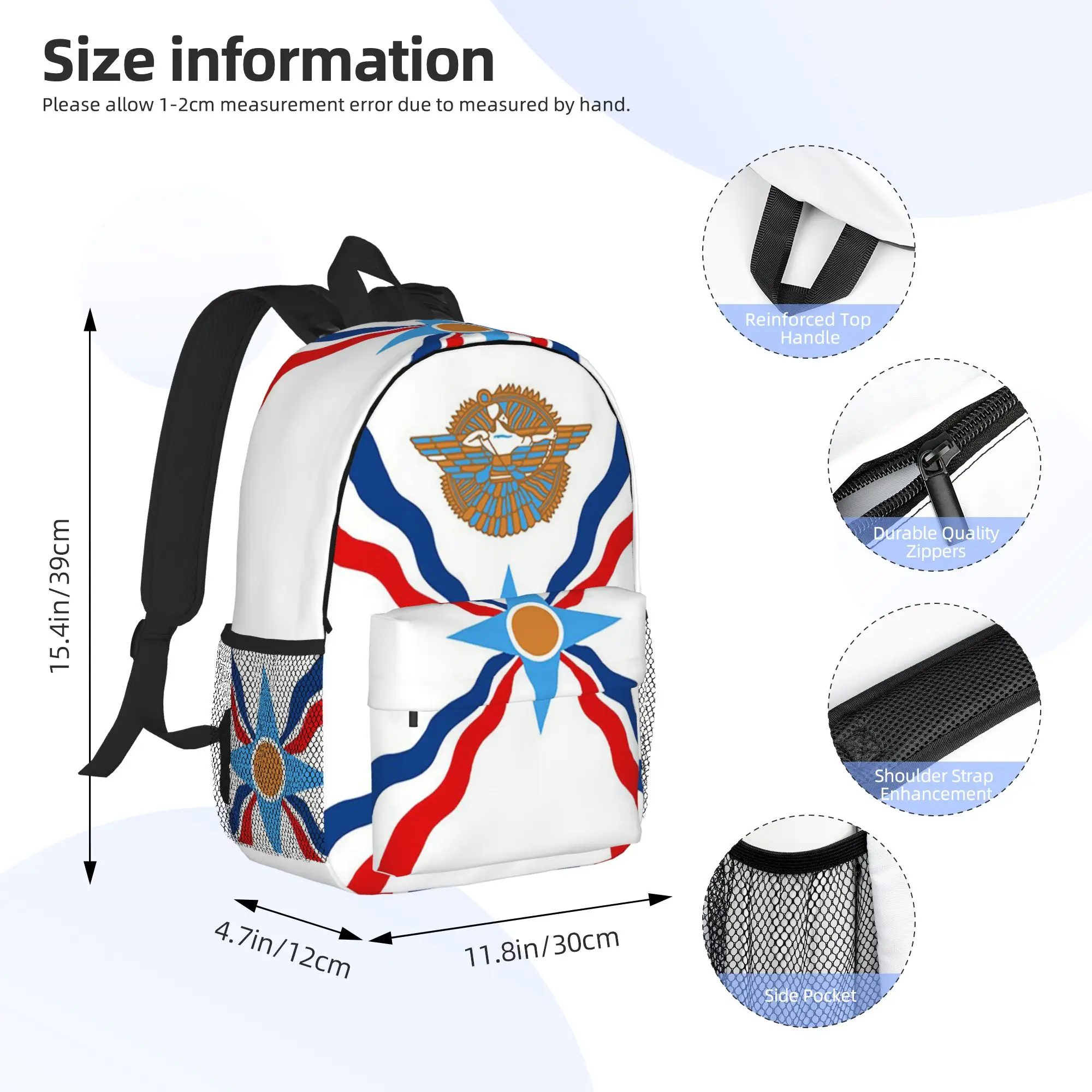 Assyrian Suryoyo Flag Backpack Hot Sale Daypack Large Capacity Boys Girls BookBag Shoulder Bags for Men Women School Bag