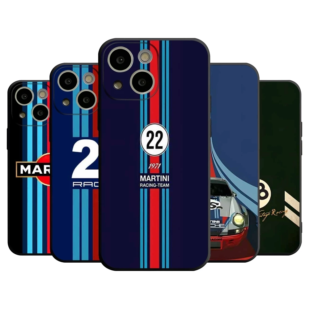 M-Martinis Racing Horizontal Stripe Phone Case For 15 Pro Max For Iphone 14 16 Pro Max 12 Mini 11 13 Pro Xr X Xs 8 7 Plus Cover