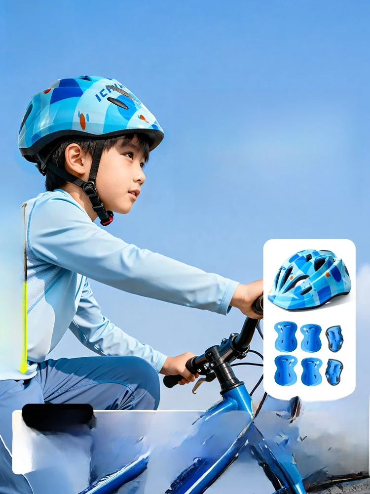 peak-children's-cycling-helmet-skateboarding-protective-gear-knee-elbow-wrist-pads-unisex-bike-riding-safety-equipment