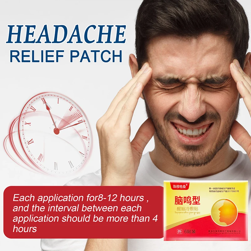 6pcs Headache Relief Patch Migraine Treat Herbal Anti Stress Relax Physiotherapy Medical Sticker Head Analgesics Care Dressing