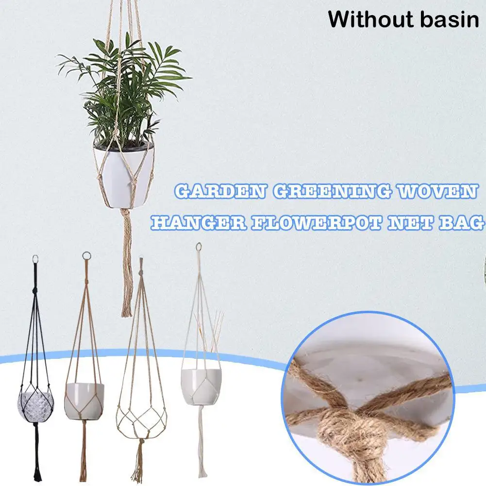 Flower Pot Rope Hanging Net Straw Macrame Plant Hanger Decor Braided Legs Hanging Rope Basket Balcony Garden Holder L9X5