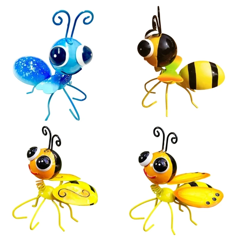 Wire Leg Metal Insect Figure for Garden Shelf Display, Iron Freestanding Accent with Curled Antennae Form for Home Corner 37JD