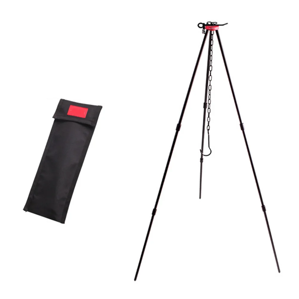

Portable Camping Pot Tripod Rack Aluminum Alloy Lightweight Durable Three Legs Design Hanging Bracket Outdoor BBQ Picnic