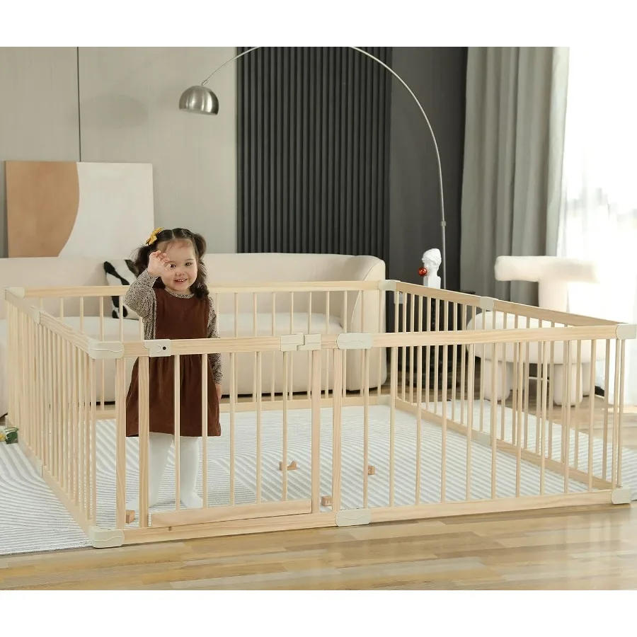 Conababy Box per bambini Recinzione da gioco Cancello da gioco Penna da gioco Pannelli grandi in legno per neonati e bambini piccoli Cortili da gioco per bambini al coperto Area da palestra per bambini