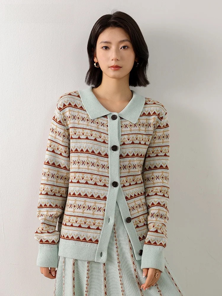 

Модный вязаный свитер в стиле ретро с вышивкой на воротнике, женская осенняя одежда из мягкого хлопка с добавлением кашемира, с длинными рукавами, на пуговицах