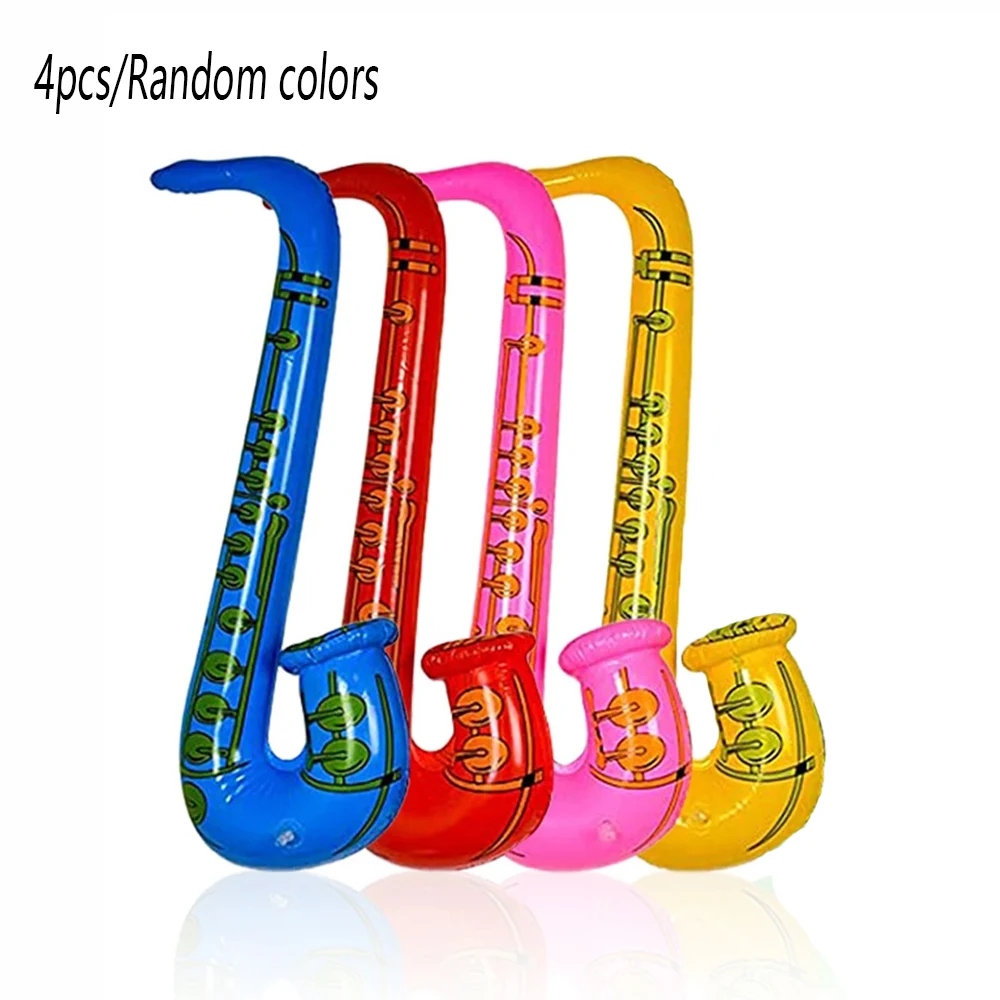 4 Stuks Willekeurig Gekleurde 70 Cm Opblaasbare Saxofoon, Pvc Opblaasbare Instrument Rekwisieten, Instrument Party Speelgoed, Party Prop