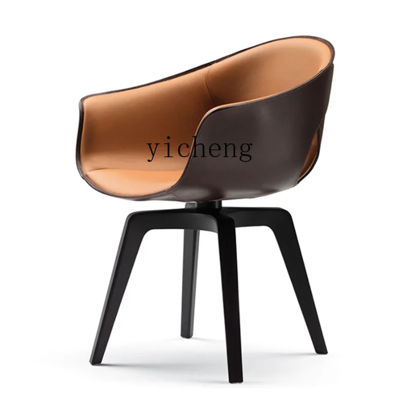 

ZK Light Luxury Armchair Creative Leather Dining Chair Fashion Model Room Sales Office Conference Chair