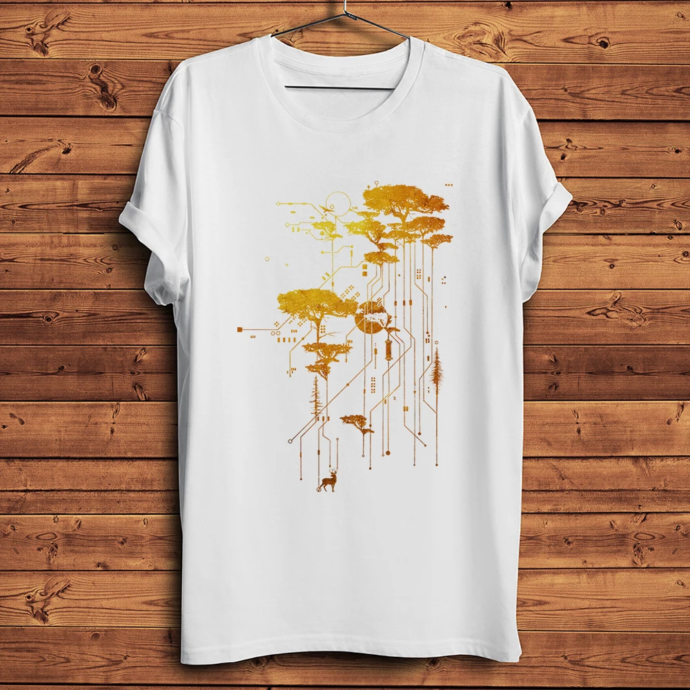 PCB Style Forest Circuit Funny Geek TShirt,homme Short Sleeve Casual Tee,Unisex Geeker T-Shirts,Breathable Print,Streetwear