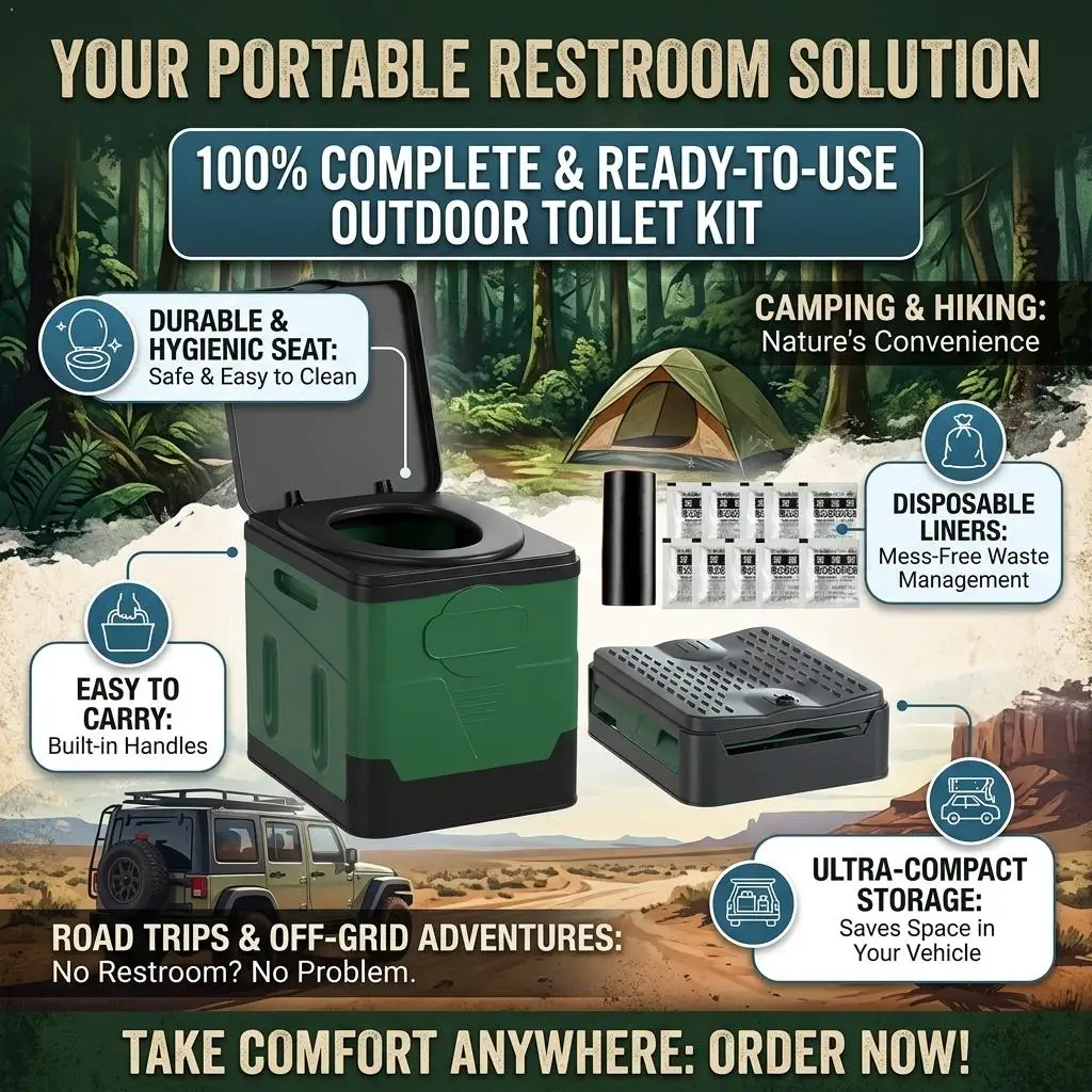 Portable Outdoor Folding Toilet Cart For Mobile Use Adults Kids Cover Design Seat Toilet Reusable Toilet Emergency Toilet