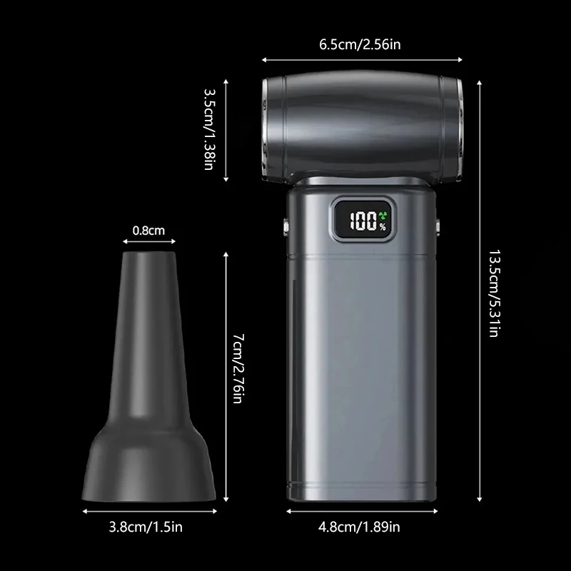 Violent Turbo Fan 130000 RPM 100 Speeds Led Digital Display Handheld High Speed Turbo Portable Outdoor Desktop Small Fan 6000mAh