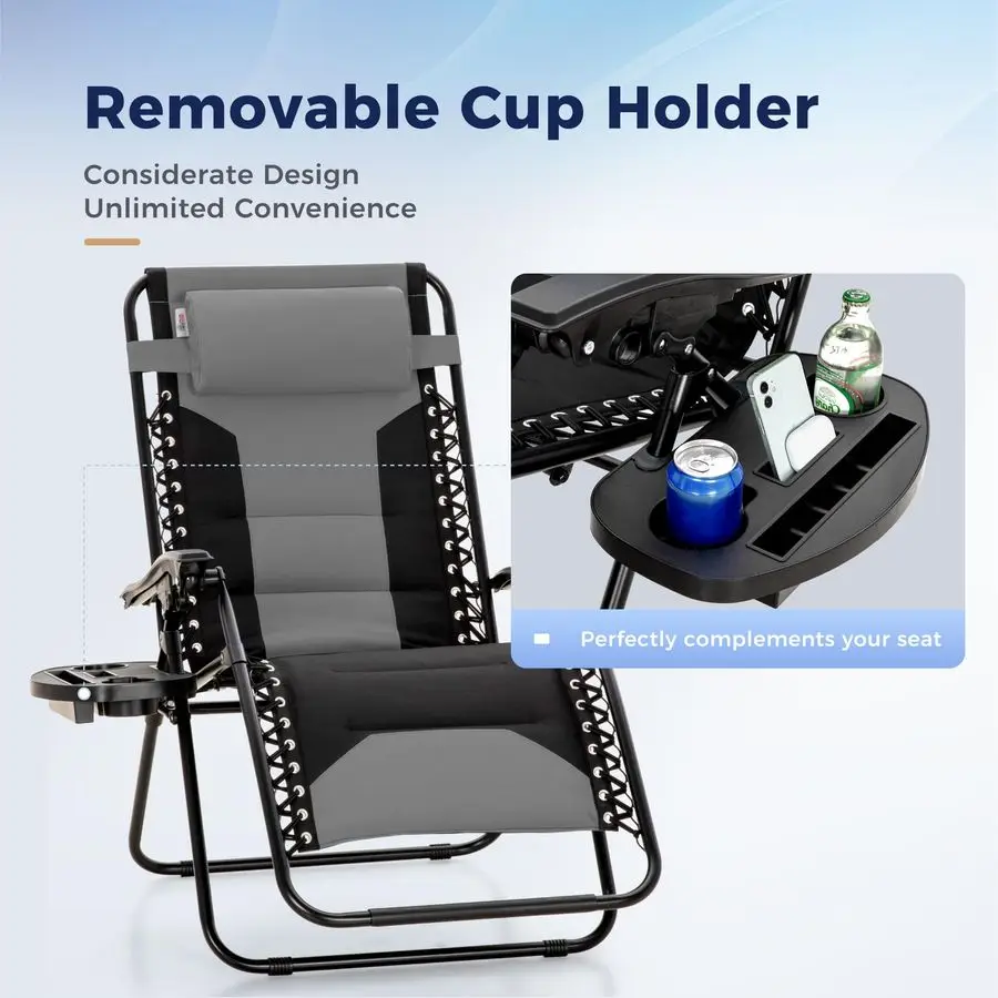 

Набор из 2-х кресел-реклайнеров Zero Gravity увеличенного размера, складные, с мягкой обивкой, антигравитационные, с широким сиденьем (28 дюймов) и подстаканником, Supp