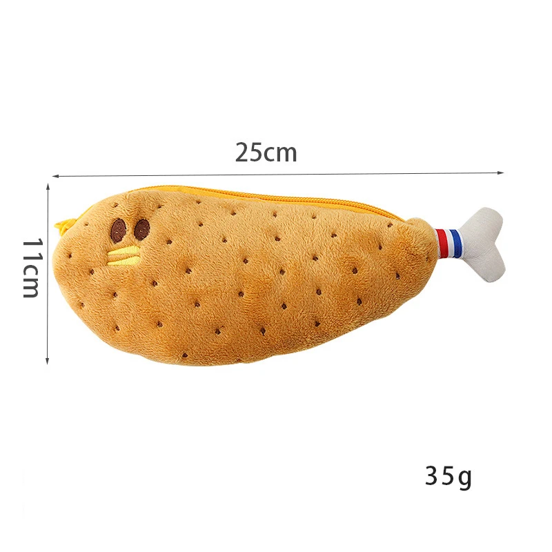 1Pcs Cartoon Chicken Leg Plush Bag Cute Big Eye Banana Pen Bag Soft Plush Cosmetic Bag Student Stationery Storage Kid Coin Purse