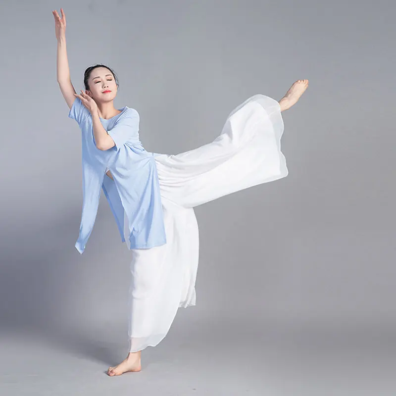 Modern Dance Women Dancing Pant For Women Classical Dance Chinese Folk Dance Practice Loose Pant Long Chiffon Wide Leg Pants