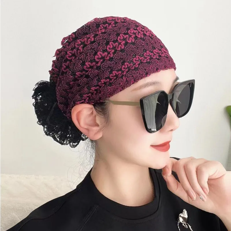 

Muslim Women Lace Flower Underscarf Turban Beanies Bonnet Chemo Cap Inner Hijab Hat Ninja Cap Islamic Turbante Mujer Head Wraps