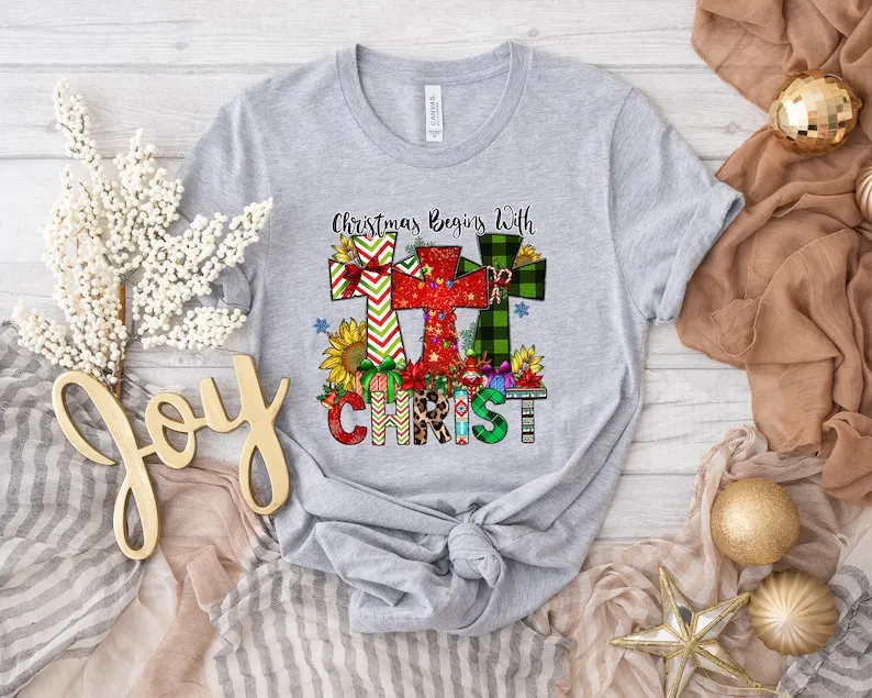 

Рождественские подарки, рубашка с Рождеством, леопардовая рождественская рубашка для женщин, религиозная рождественская рубашка с крестом, Рождественский подарок для мамы