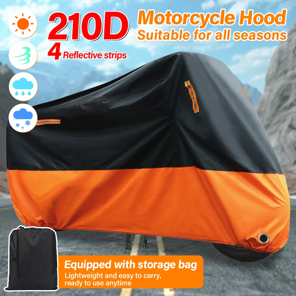 

Motorcycle Cover Waterproof Thick 210D Outdoor Rain UV Dustproof Electric Bike Protective Sunshade Cover for All Season