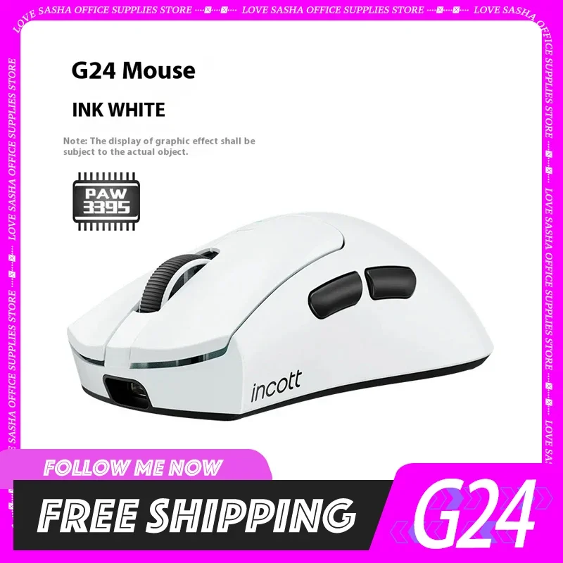 Incott G24 pro Wireless Mouse Hot Swap 8k Fast Charge Dual Mode Paw3395 Sensor Gaming Mouse Ergonomics Pc Gamer Accessories Gift