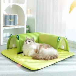 Cat Tunnels Bed for Indoor Cats 2in1 Blankets and Tunnel Toys,Suitable for All Seasons,Detachable Bed for Cats and Small Pets