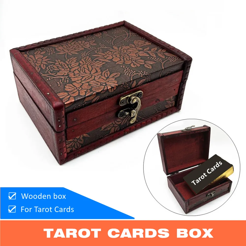 Wooden Tarot Cards Box Astrology Witch Divination Case Storage Bag Pouch Oracle Dice Accessories L756