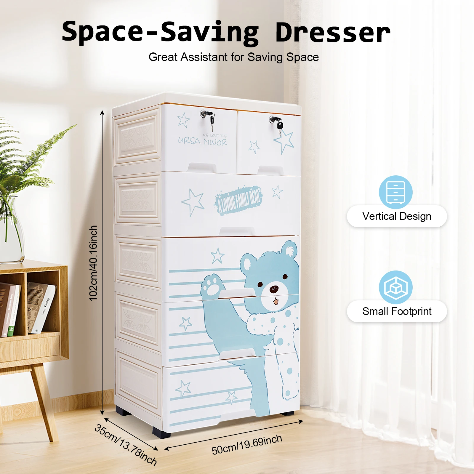 خزانة بلاستيكية قوية للطفل - 6 أدراج تخزين كبيرة، موفرة للمساحة ومقاومة للأطراف #5