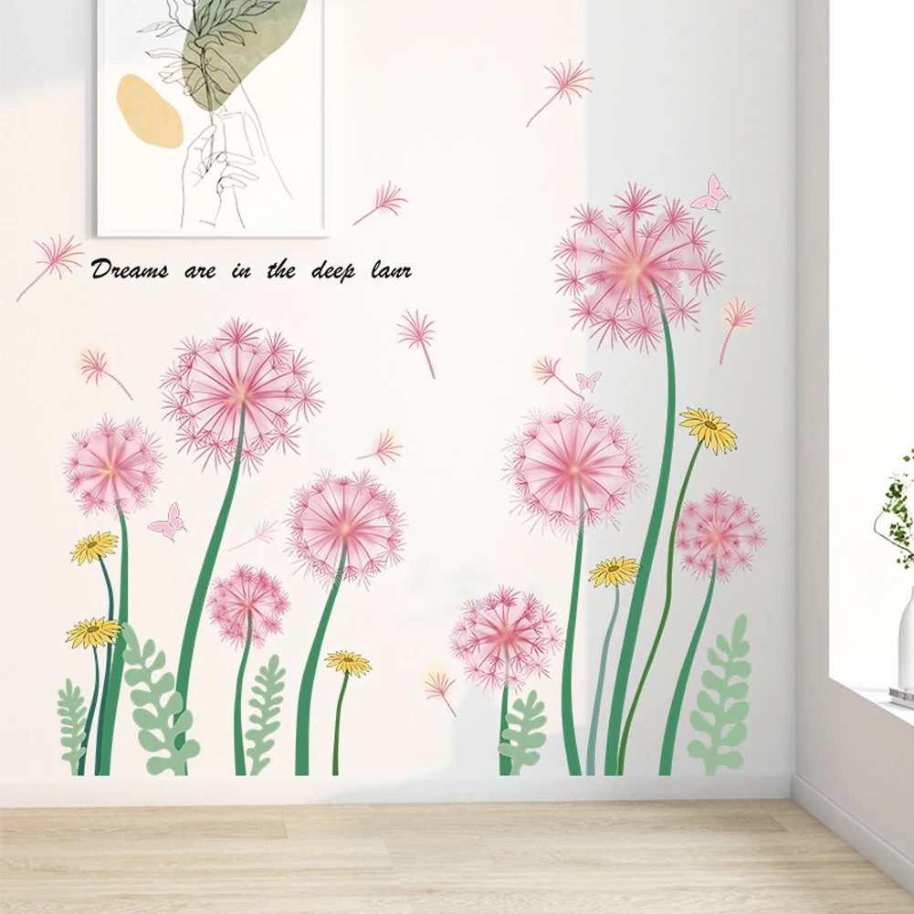 2pcs Dandelion Wall Stickers Self-adhesive Wall Decals For Living Room Porch Bedroom Home Decoration