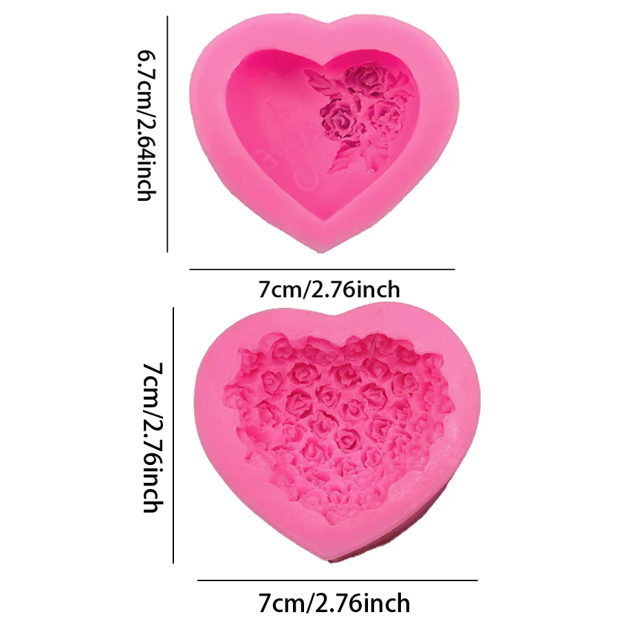 2pcs set Love Rose Shape Cake Chocolate Fondant Glue Baking Decoration Tools Silicone Molds for Cake Decoration