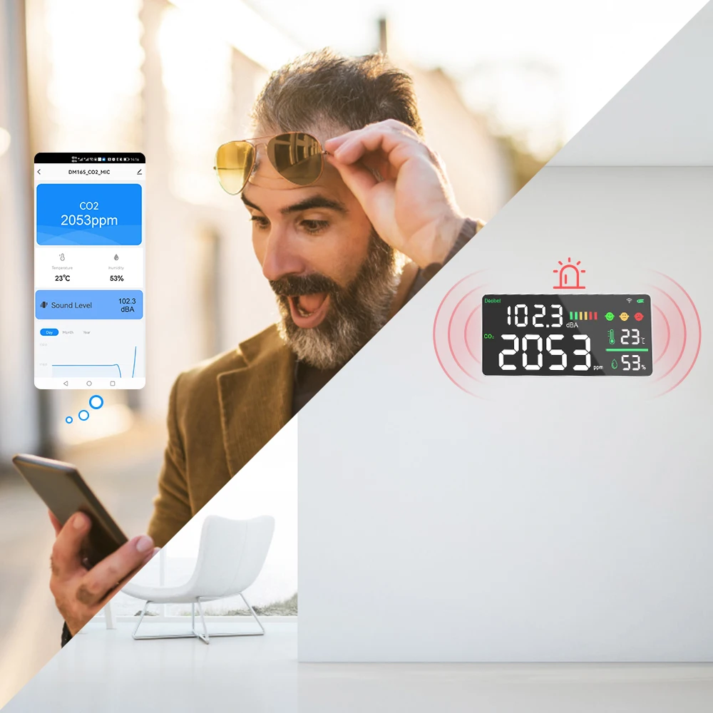 Detector de dióxido de carbono montado na parede wi-fi, medidor de ruído, sensor de nível de água de grau industrial, sensor de nível de qualidade profissional