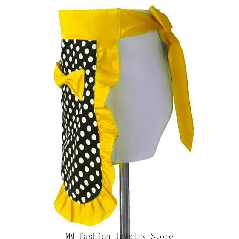 

Maid Costume Apron Ruffled Waist Apron with Pocket for Women Halloween Cosplay Adjustable Kitchen Cooking Baking Apron